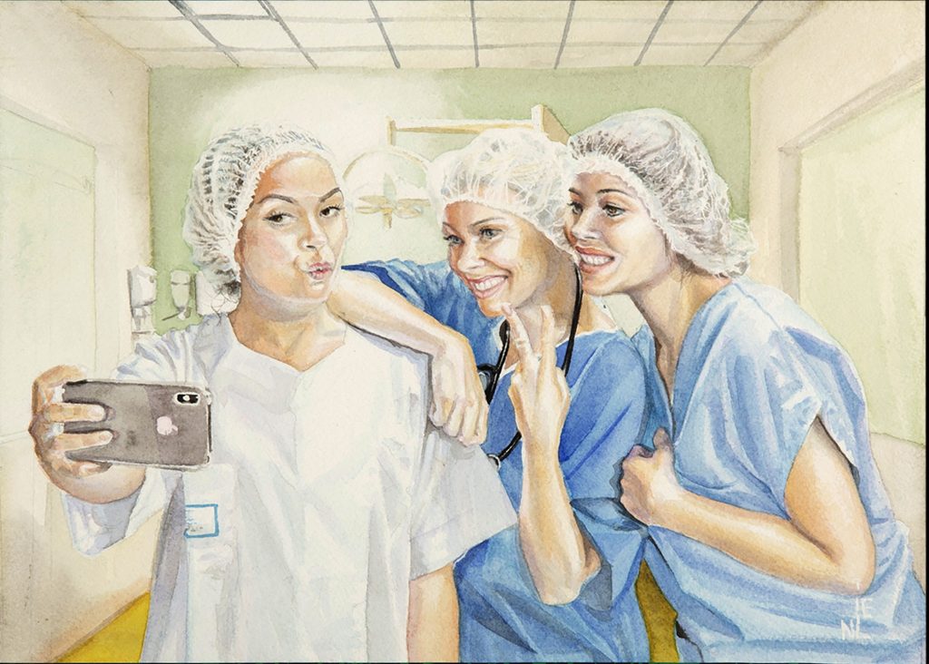 infirmières se prenant en photo